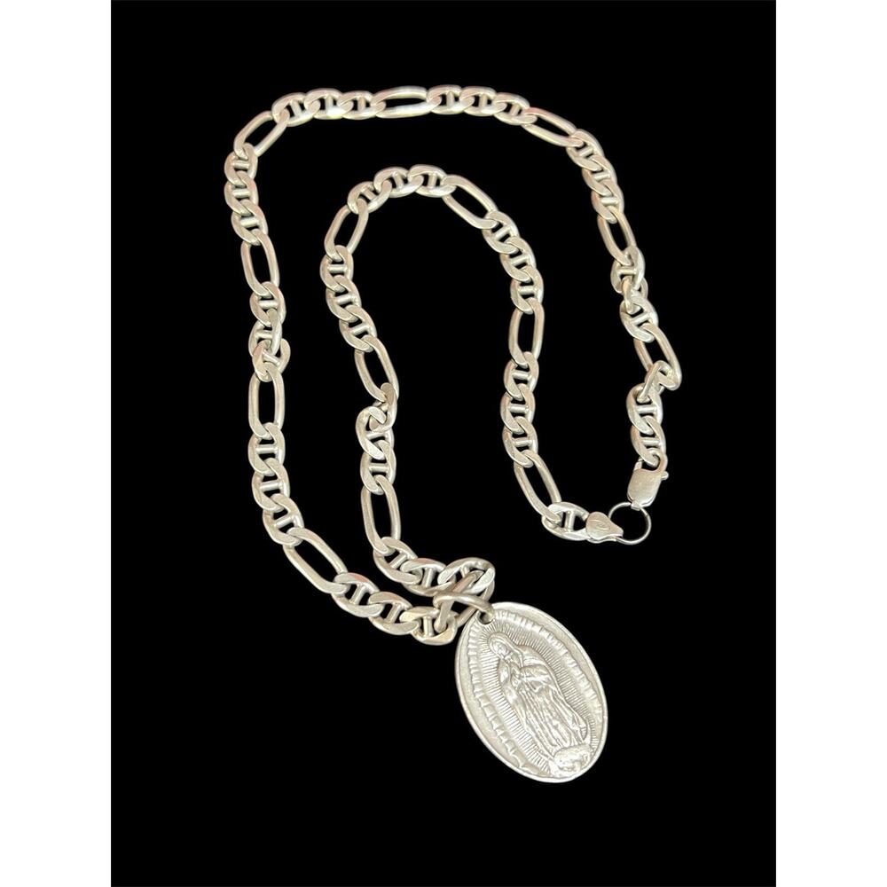 925 Sterling Silver Virgin Mary 25 In Necklace 76 G - Picture 1 of 6